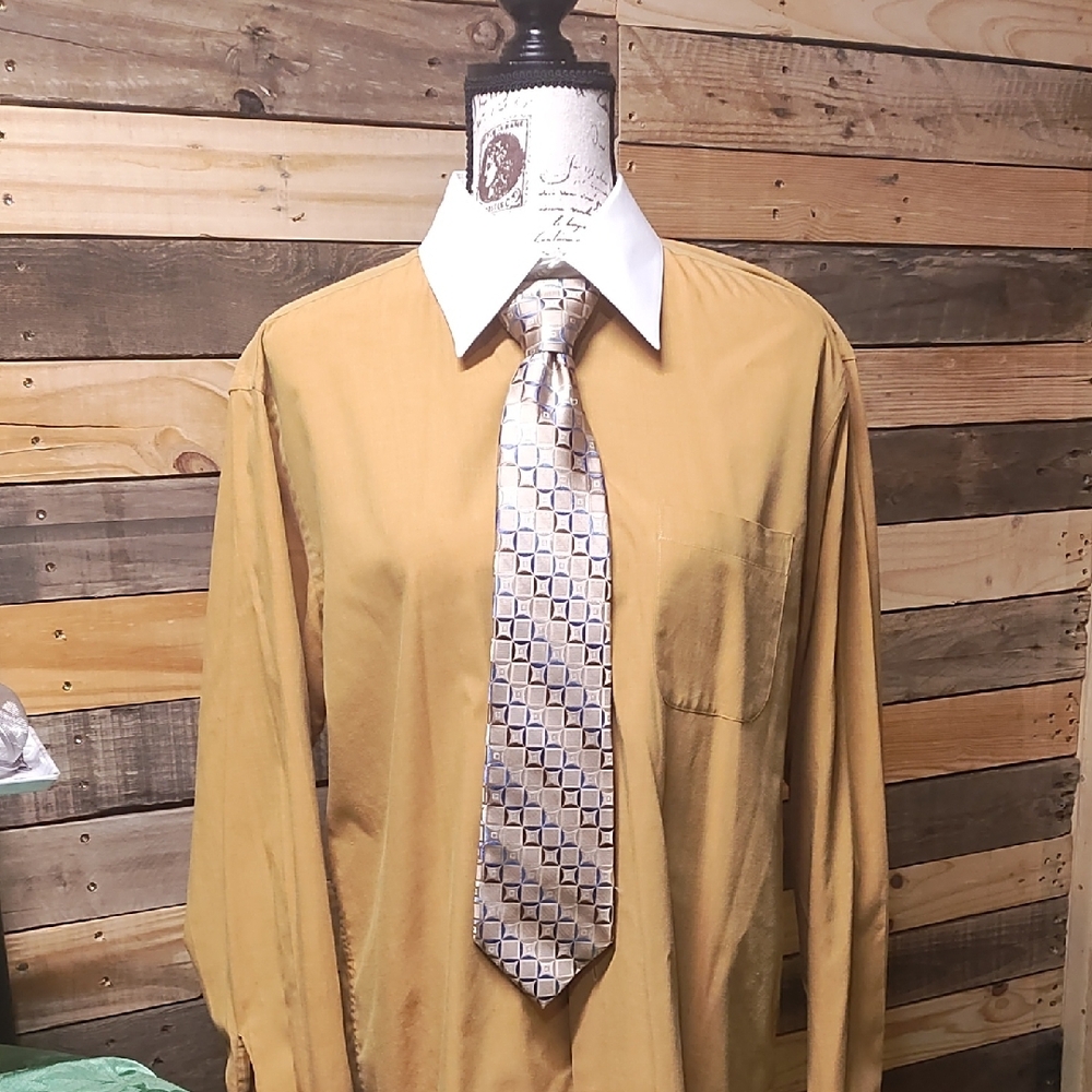 Men's Mustard Shirt with White Collar